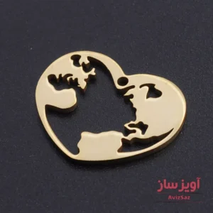 گردنبند قلب با طرح کره زمین کد 101062