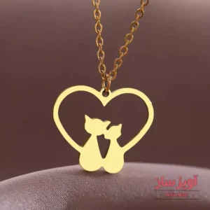 گردنبند دو گربه عاشقانه کد 101791