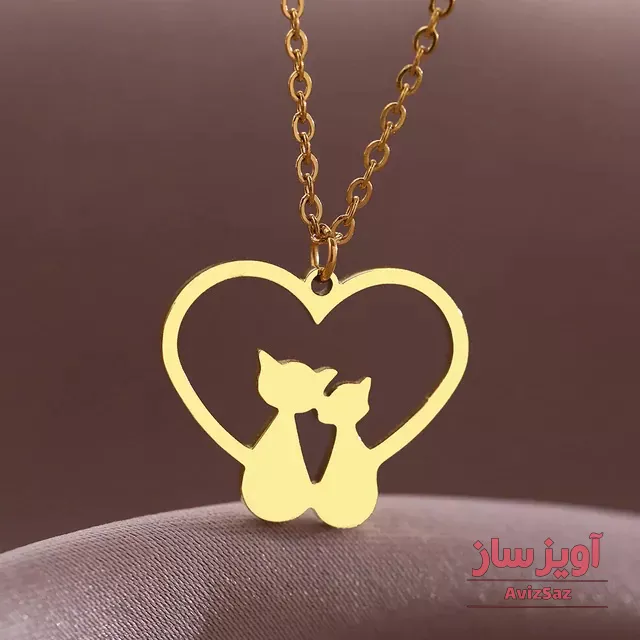 گردنبند دو گربه عاشقانه کد 101791