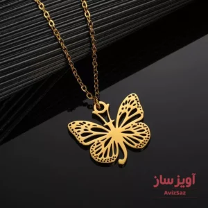 گردنبند حرف انگلیسی J با طرح پروانه کد 102258