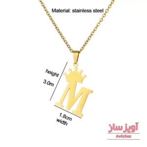 گردنبند حرف انگلیسی M با طرح تاج کد 102284