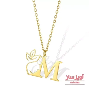 گردنبند حرف انگلیسی M طرح صورت و گل کد 102288
