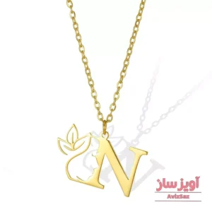 گردنبند حرف انگلیسی N صورت و گل کد 102294