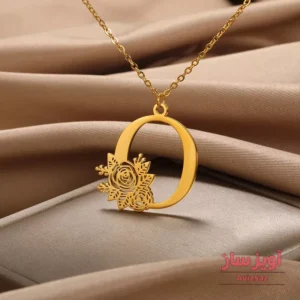 گردنبند حرف انگلیسی O گل رز کد 102296