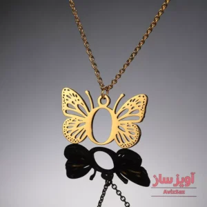 گردنبند حرف انگلیسی O طرح پروانه 102297
