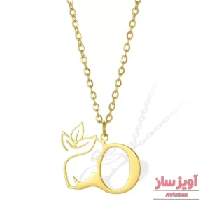 گردنبند حرف انگلیسی O صورت و گل کد 102299