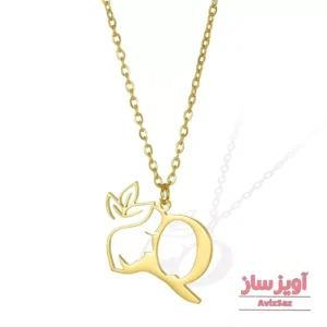 گردنبند حرف انگلیسی Q طرح صورت و گل کد 102310