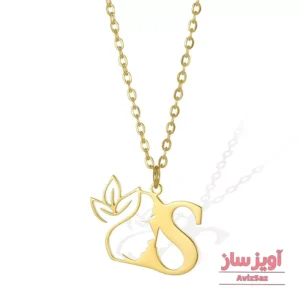 گردنبند حرف انگلیسی S طرح صورت و گل کد 102323