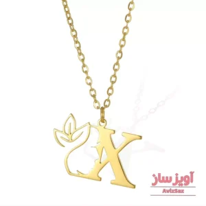گردنبند حرف انگلیسی X با طرح صورت و گل کد 102346