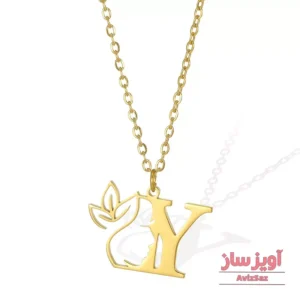 گردنبند حرف انگلیسی Y با طرح صورت و گل کد 102349