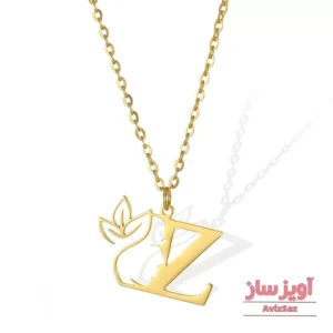 گردنبند حرف انگلیسی Z طرح صورت و گل کد 102354